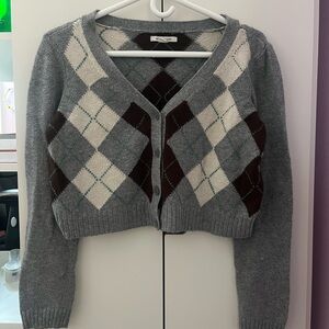 Gray Argyle Women's Sweater